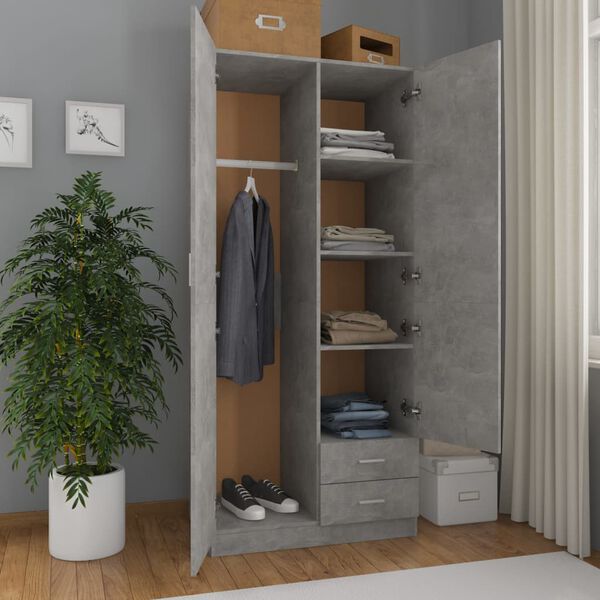 vidaXL Garde-robe Gris béton 80x52x180 cm Aggloméré