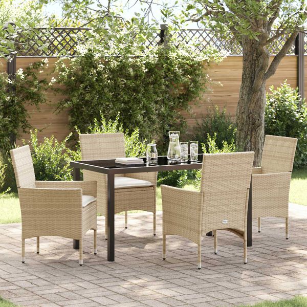 vidaXL Ensemble de salle &agrave; manger pour jardin 5 pcs Beige polyrotin