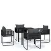 vidaXL Ensemble &agrave; manger de jardin 5 pcs Noir