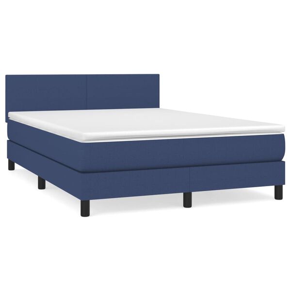 vidaXL Sommier &agrave; lattes de lit avec matelas Bleu 140x190 cm Tissu