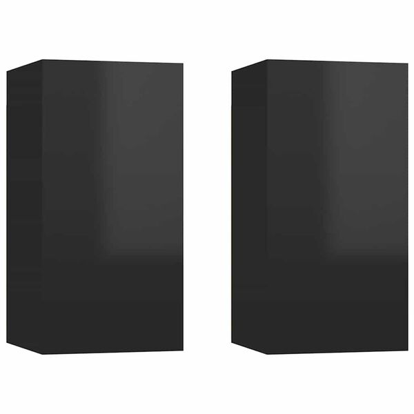 vidaXL Meubles TV 2 pcs Noir brillant 30,5x30x60 cm Bois d&rsquo;ing&eacute;nierie