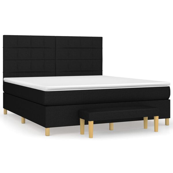 vidaXL Sommier &agrave; lattes de lit avec matelas Noir 160x200 cm Tissu
