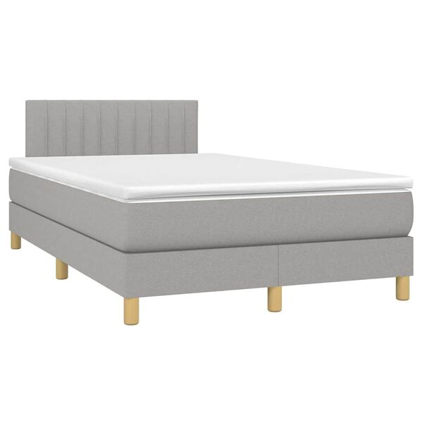 vidaXL Sommier &agrave; lattes de lit matelas LED gris clair 120x190 cm tissu
