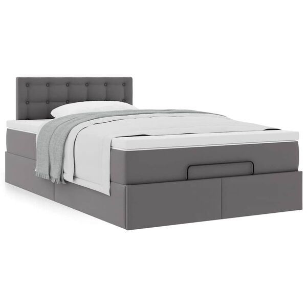 VidaXL Cadre de lit ottoman avec matelas gris 120x200 cm similicuir