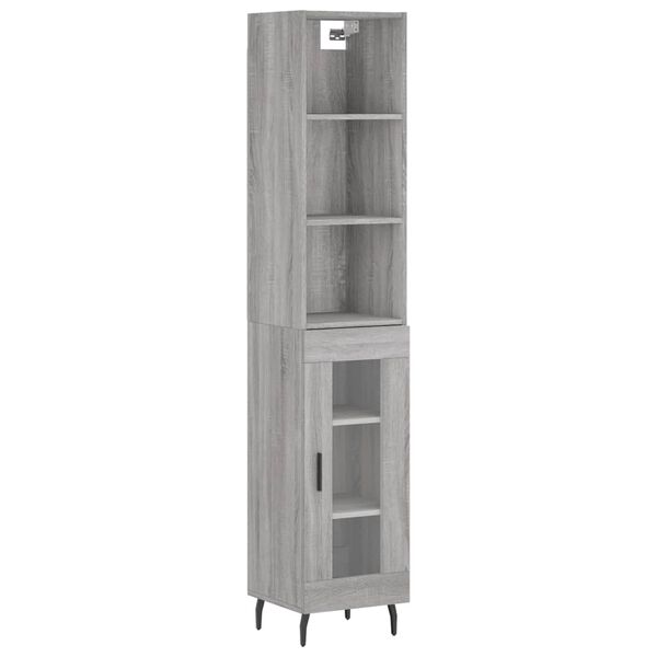 vidaXL Buffet haut Sonoma gris 34,5x34x180 cm Bois d'ing&eacute;nierie
