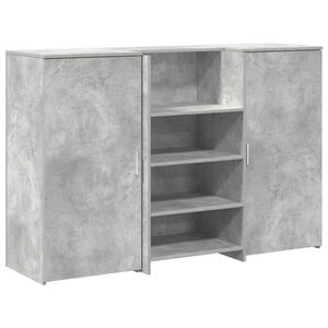 vidaXL Bureau de r&eacute;ception gris b&eacute;ton 155x50x103,5cm bois d'ing&eacute;nierie