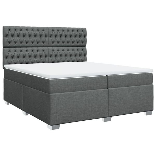 vidaXL Sommier &agrave; lattes de lit avec matelas Gris fonc&eacute; 200x200cm Tissu