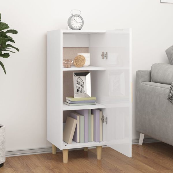 vidaXL Buffet Blanc brillant 34,5x34x90 cm Bois d'ing&eacute;nierie