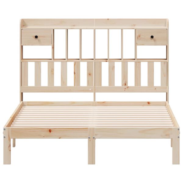 vidaXL Lit biblioth&egrave;que sans matelas 140x190 cm bois de pin massif