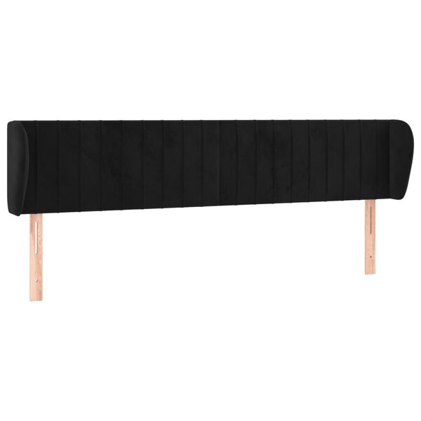 vidaXL T&ecirc;te de lit avec oreilles Noir 183x23x78/88 cm Velours