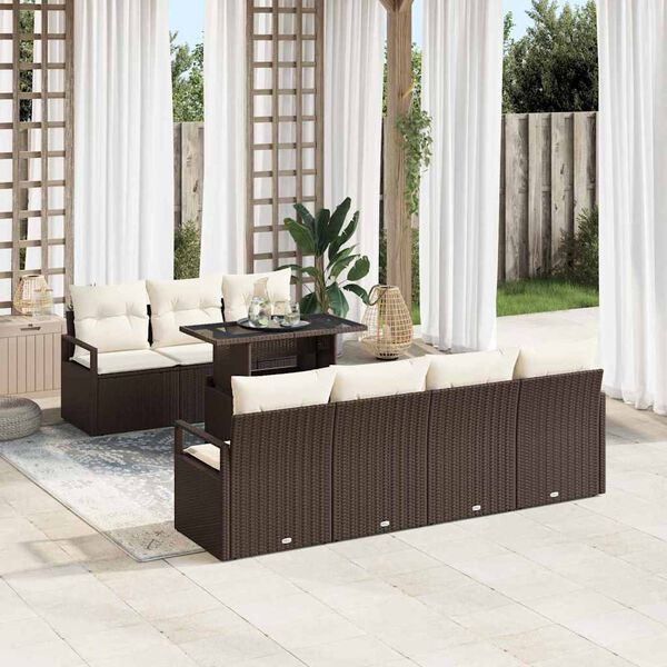 vidaXL Ensemble de canapé de jardin 8 pcs Marron Poly rotin