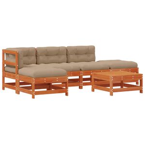 vidaXL Ensemble de salon de jardin 5 pcs Brun Cir&eacute; Pin massif