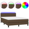 vidaXL Sommier &agrave; lattes de lit matelas et LED Marron fonc&eacute; 140x190 cm
