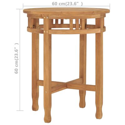 vidaXL Table de bistro Ø60x60 cm Bois de teck solide