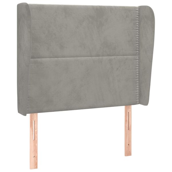 vidaXL T&ecirc;te de lit avec oreilles Gris clair 83x23x118/128 cm Velours