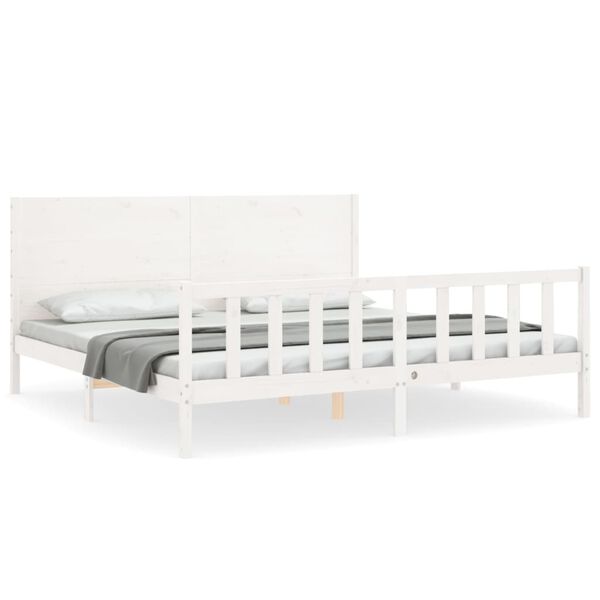 vidaXL Cadre de lit sans matelas blanc 200x200 cm bois massif de pin