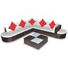 vidaXL Salon de jardin 8 pcs avec coussins r&eacute;sine tress&eacute;e marron