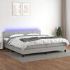 vidaXL Sommier &agrave; lattes de lit matelas LED Gris clair 200x200 cm Tissu
