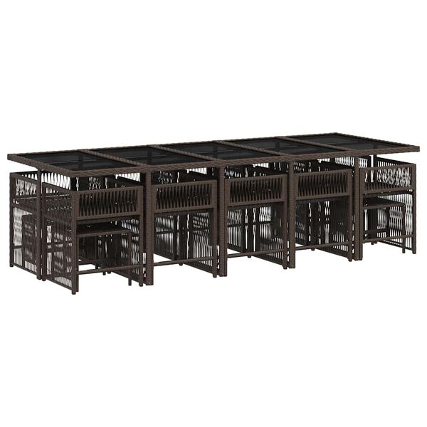 vidaXL Ensemble &agrave; manger de jardin avec coussins 15 pcs marron rotin