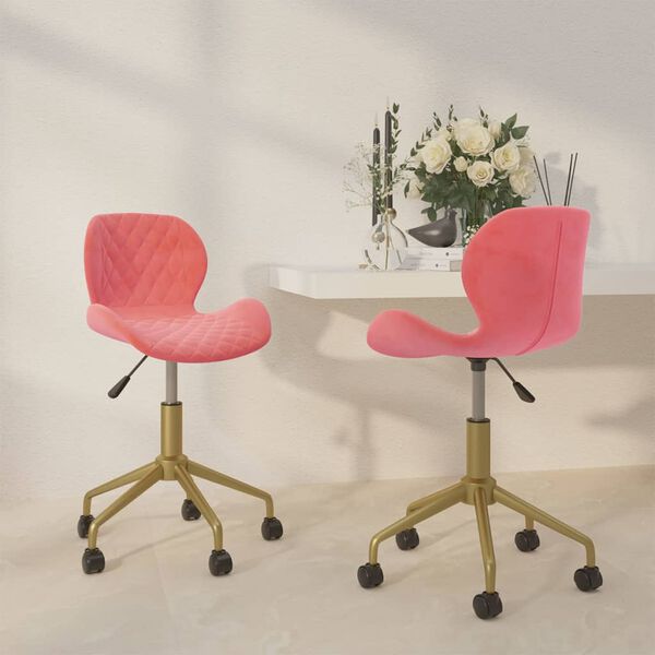 vidaXL Chaises pivotantes &agrave; manger lot de 2 Rose Velours