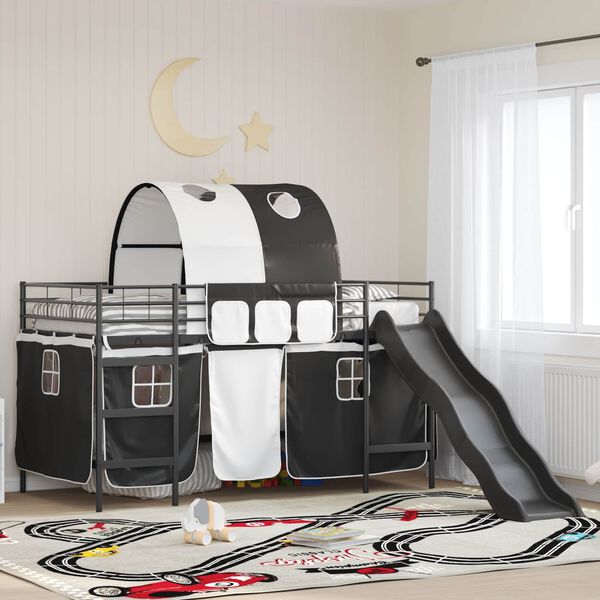 vidaXL Lit mezzanine pour enfants Noir 99,5 x 200 cm M&eacute;tал