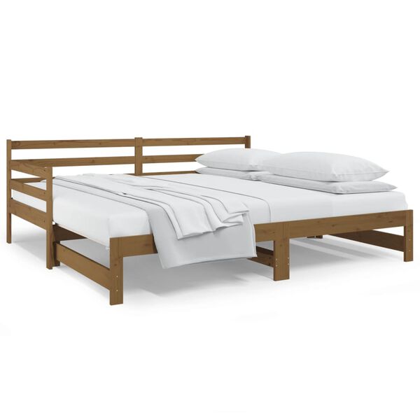 vidaXL Lit coulissant sans matelas marron miel 2x(90x190) cm