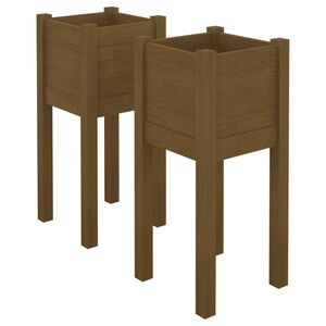 vidaXL Jardini&egrave;res d'ext&eacute;rieur 2 pcs Marron miel 31x31x70cm Pin massif
