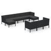 vidaXL Salon de jardin 10 pcs avec coussins R&eacute;sine tress&eacute;e Noir
