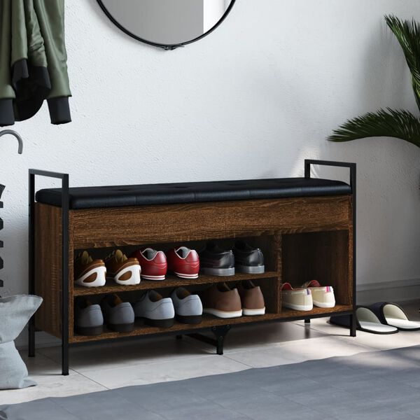 vidaXL Banc &agrave; chaussures Ch&ecirc;ne marron 105,5x32x57,5 cm Bois ing&eacute;nierie