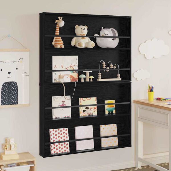 vidaXL &Eacute;tag&egrave;re &agrave; magazines 2 pcs Ch&ecirc;ne noir 100 x 12 x 70 cm