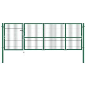 vidaXL Portail de jardin avec poteaux 350 x 100 cm, acier vert