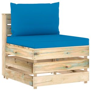 vidaXL Canap&eacute; central sectionnel avec coussins Bois impr&eacute;gn&eacute; de vert