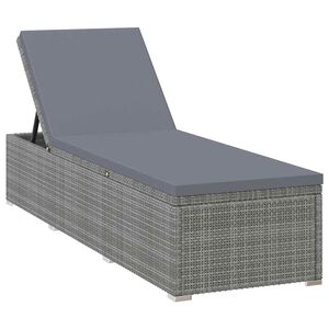 vidaXL Chaise longue avec coussin gris fonc&eacute; R&eacute;sine tress&eacute;e Gris