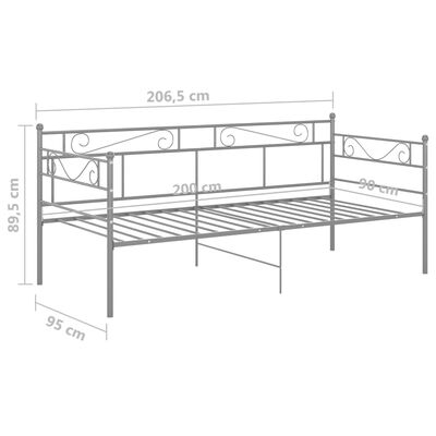 vidaXL Cadre de canapé-lit Gris Métal 90x200 cm