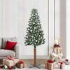 vidaXL Sapin de Noël mince Vert 210 cm PVC et bois de pin massif