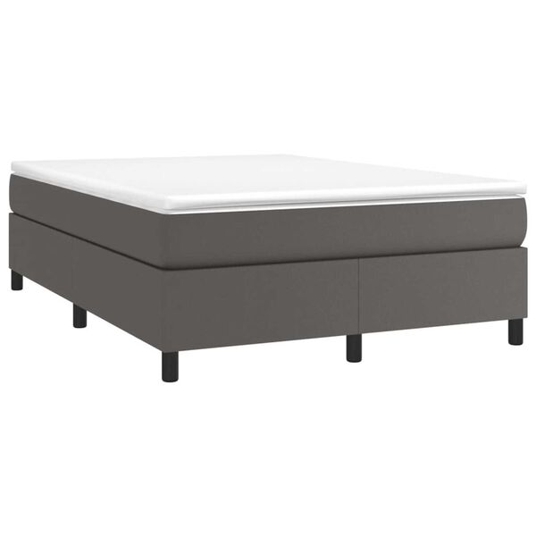 vidaXL Sommier &agrave; lattes de lit avec matelas Gris 160x200 cm Similicuir