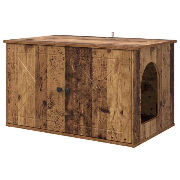 vidaXL Maison pour chat Bois ancien 85 x 55 x 50 cm Bois d'ing&eacute;nierie