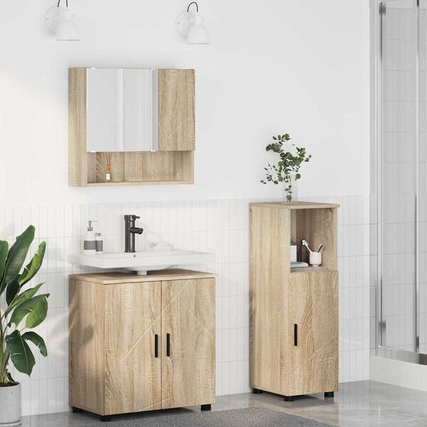 vidaXL Ensemble de mobilier de salle de bain 3 pcs Ch&ecirc;ne Sonoma