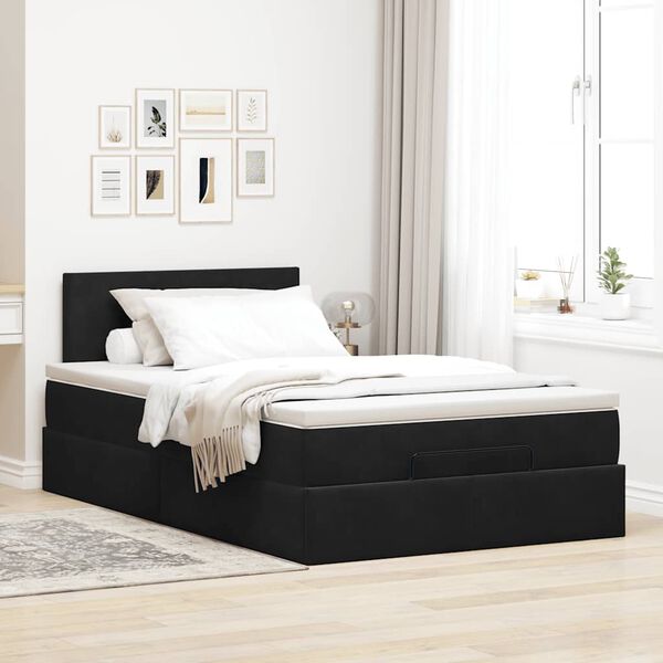 vidaXL Lit ottoman avec matelas noir 120x190 cm velours