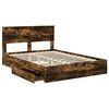 vidaXL Lit de Rangement Ch&ecirc;ne fum&eacute; 160 x 200 cm Bois d'ing&eacute;nierie