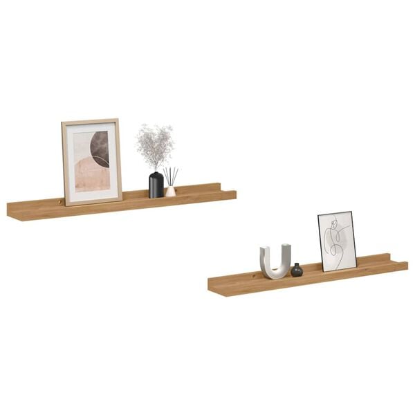 vidaXL &Eacute;tag&egrave;re Murale 2 pcs Marron 60 x 9 x 3 cm Bois d'ing&eacute;nierie