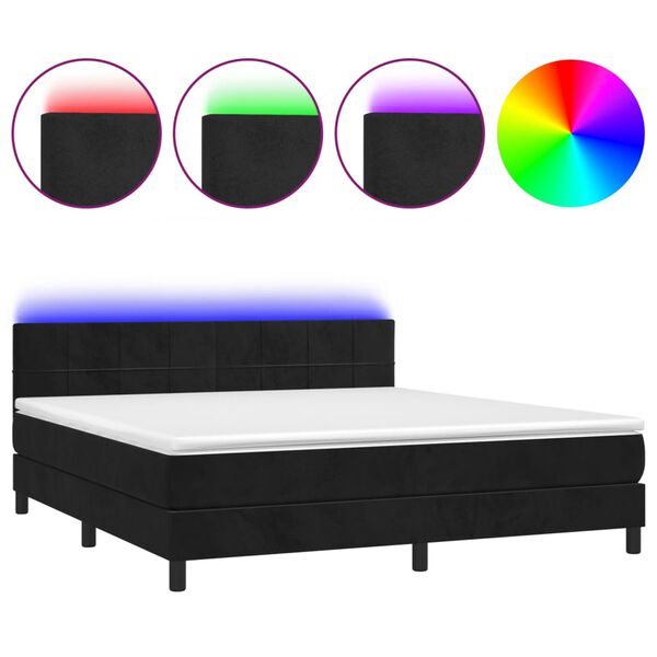 vidaXL Sommier &agrave; lattes de lit avec matelas et LED Noir 180x200 cm