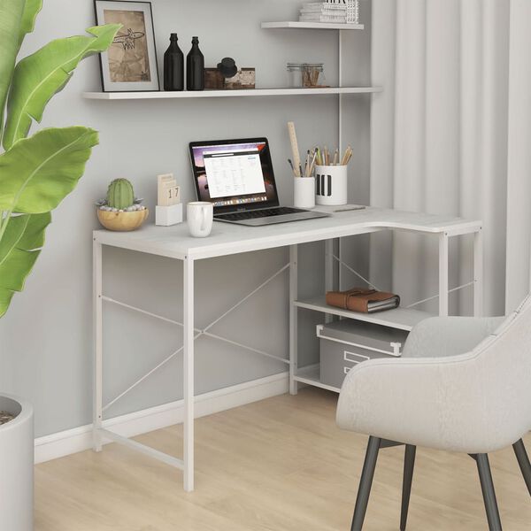 vidaXL Bureau d'ordinateur Blanc 110x72x70 cm Bois d'ing&eacute;nierie