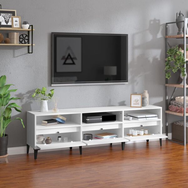 vidaXL Meuble TV blanc 150x30x44,5 cm bois d'ing&eacute;nierie