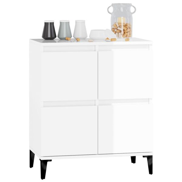 vidaXL Buffet Blanc brillant 60x35x70 cm Bois d'ing&eacute;nierie