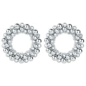 vidaXL Couronnes de Boules de No&euml;l 2 pc Argent 33 x 33 x 7 cm