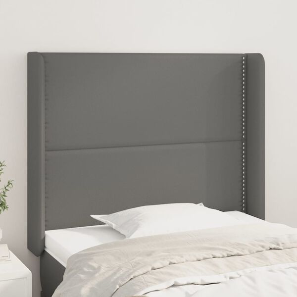 vidaXL T&ecirc;te de lit avec oreilles Gris 83x16x118/128 cm Similicuir