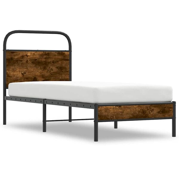vidaXL Cadre de lit sans matelas 80x200cm ch&ecirc;ne fum&eacute; bois d'ing&eacute;nierie