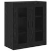 vidaXL Haut Armoire 2 pcs Ch&ecirc;ne noir Bois Agglom&eacute;r&eacute; et Verre