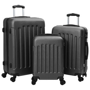 vidaXL Valise 3 pi&egrave;ces Gris fonc&eacute; 50 x 31 x 78 cm Plastic ABS